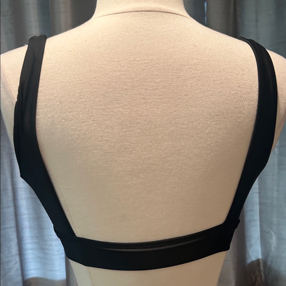 Aerie Classic Black Bikini Top with tie front detail NEW XS - Picture 2 of 8